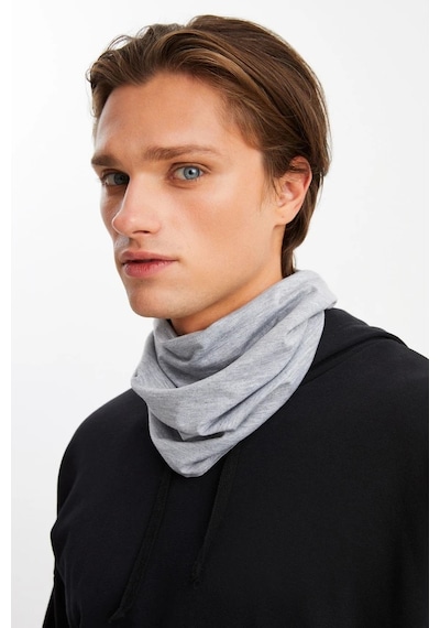 Butikgiz Erkek 4 Fonksiyonlu Koruyucu Pamuklu, Esnek, Terletmez, Bandana, Boyunluk, Maske - Tek Ebat / Açık Gri Açık Gri