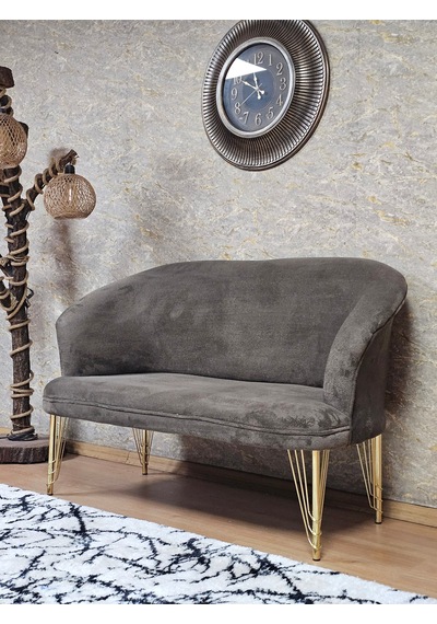 Zafir İkili Teddy Gold Kaplama Telli Ayak Çay Seti Koltuk Tekli Berjer , Balkon, Salon, Ofis Kahverengi