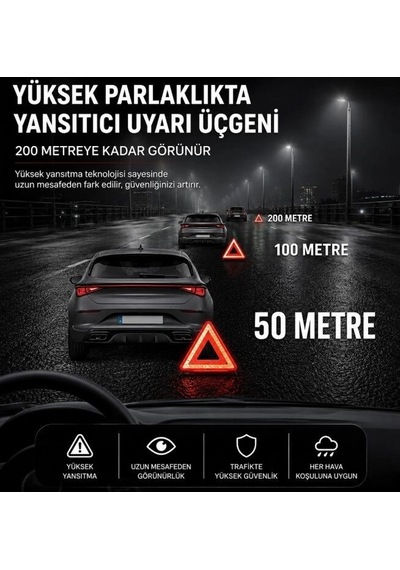 Katlanabilir Üçgen Acil Durum Reflektörü