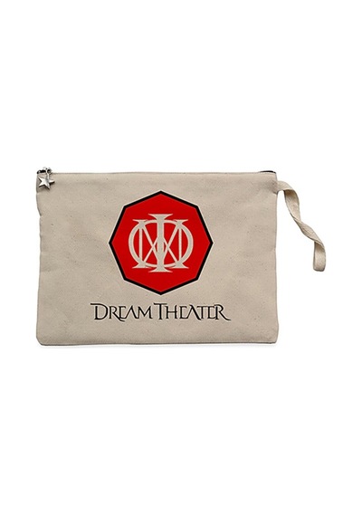 Dream Theater Logo 2 Krem Clutch Astarlı Cüzdan / El Çantası Krem