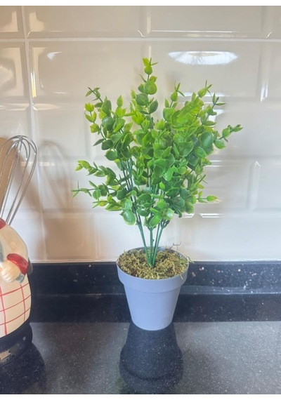 4lü Set Yapay Çiçek Mini Saksıda Yeşil Bitkiler 30cm