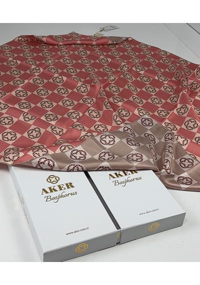 Aker Bosphorus Çift Taraflı İpek Twill Eşarp 89147112 Vizon-nar