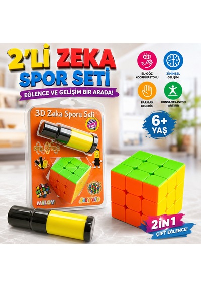 2'li Zeka Spor Seti 3x3 Rubik Küp & Da-li Ring Parmak Beceri Oyunu