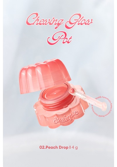 Esnek Jel Dokulu, Nemlendirici, Parlak Bitişli Ruj & Allık Dasıque Chewing Glow Pot 02 Peach Drop