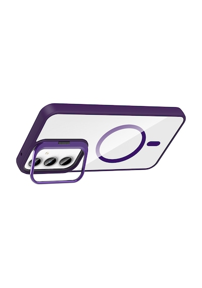 Zore Galaxy Uyumlu A55 Kılıf Standlı Ve Kamera Lens Hediyeli M-safe Şarj Özellikli Ogaa Etro Kapak - Lacivert