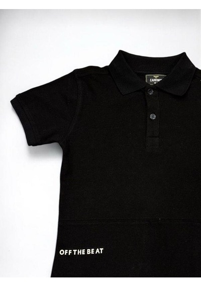 Carinos Erkek Çocuk Basic Yaka Detaylı T-shirt-14557 SIYAH