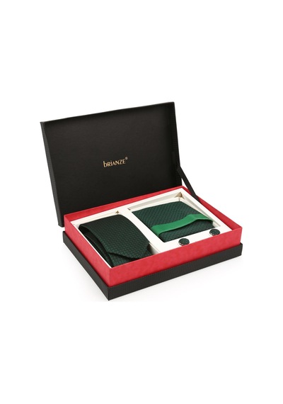 Yeşil Kravat Kol Düğmesi Hediyelik Set-brianze Kmk-19