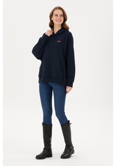 U.S. Polo Assn. Kadın Lacivert Kapüşonlu Basic  Sweatshirt 50297324-VR033