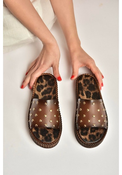 Fox Shoes Y390400003 Kahverengi Hakiki Deri Kadın Terlik Kahverengi