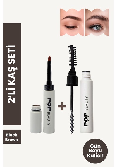Kaş Sabitleyici Ve Şekillendirici & Kaş Pomadı, 2'li Kaş Bakım Seti Black Brown