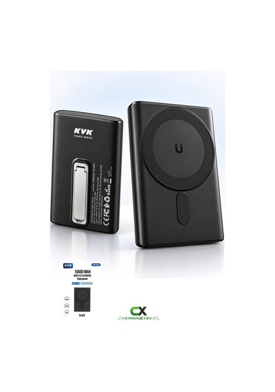Kablosuz Şarj Destekli Powerbank Siyah -10.000 Mah 22,5w
