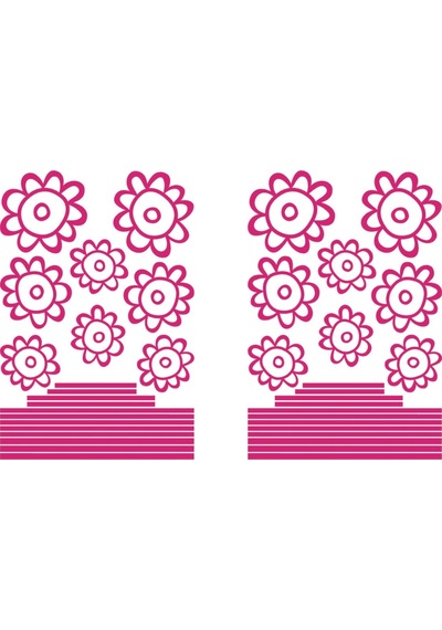 Duvar Süsü Sticker 2 Adet Pembe Papatyalı Şeffaf Filmli Pvc 48x