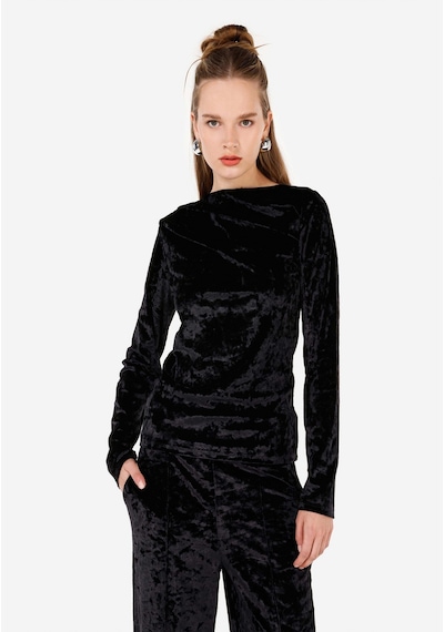 Colins Slim Fit Kayık Yaka Kadın Siyah Uzun Kol Tişört Cl1071099 Q1.v1 Blk SIYAH