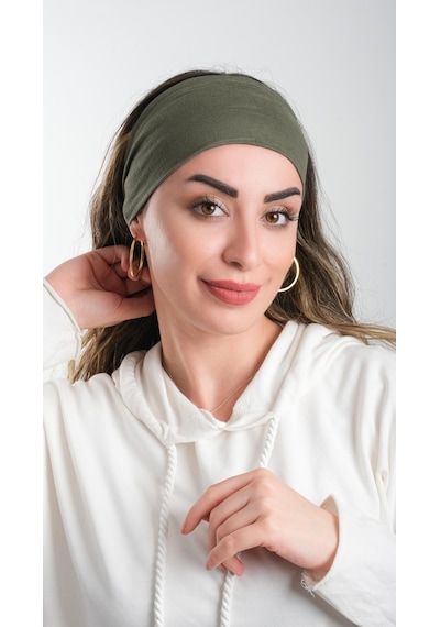 Hürrem Bone Haki Bandana Saç Bandı Viskon Düz 3012 09 Haki