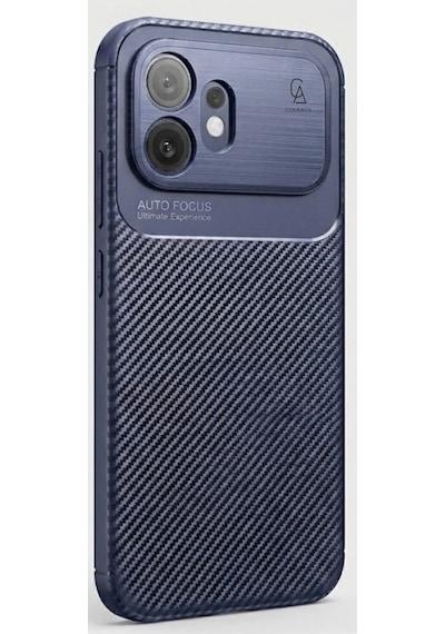 Honor 600 Uyumlu Kılıf Karbon Tasarım Kamera Korumalı Silikon Telefon Kılıfı Kapak Lacivert