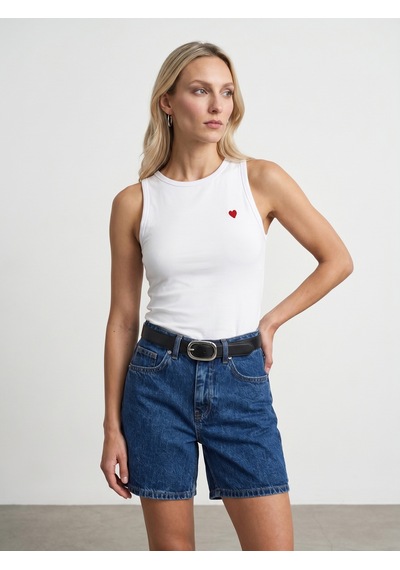 Dilvin 21259 Bisiklet Yaka Top-beyaz