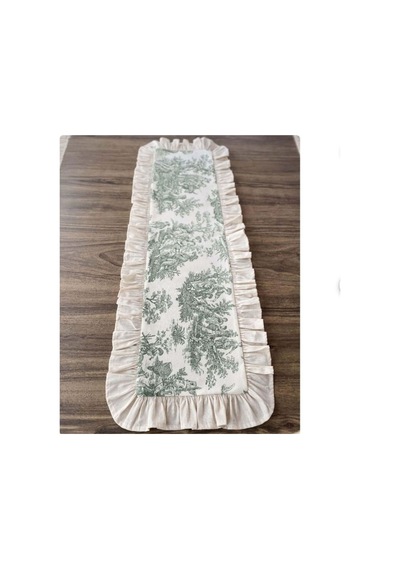 Fransız Soylusu Fırfırlı Vintage Yeşil Runner Belirtilmemiş