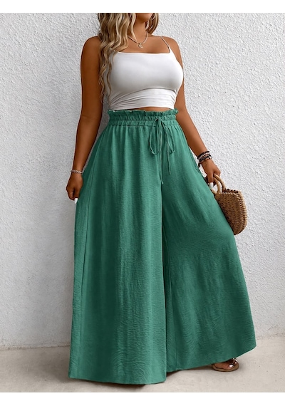 Tuzu Moda Kadın Pantolonu Lastikli Pantolon Yeşil