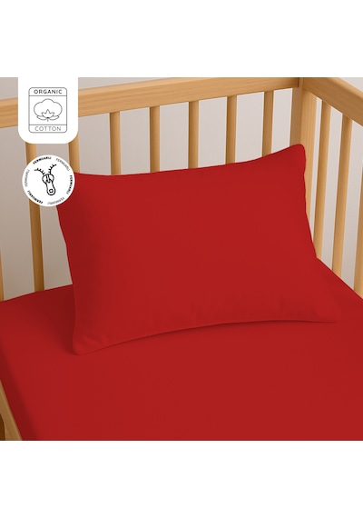 %100 Pamuk Fermuarlı Bebek Yastık Kılıfı 35x45 Cm 2 Adet Doğal & Yumuşak Kırmızı