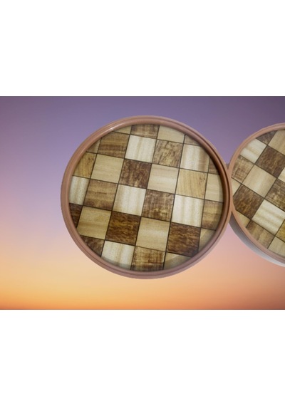 Zigon Sehpa Çember Damalı Model Kayın Retro Parlak Ceviz 3 Ayak Ü