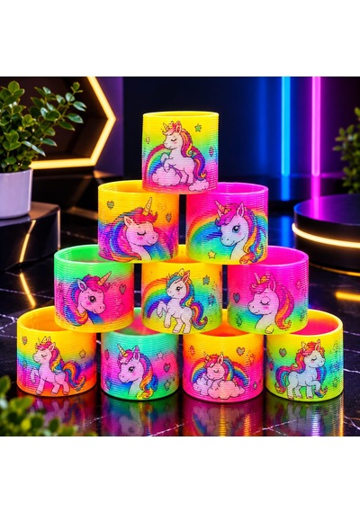 Yüksek Kalite 12 Adet Renkli Unicorn Stres Yayı Yılbaşı Hediyeleri Noel Hediyeleri Karne Hediyesi