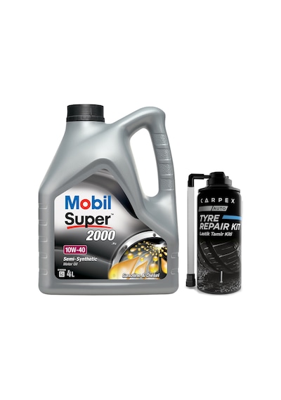 Mobil Super 2000 X1 10W40 Motor Yağı 4 L + Carpex Auto Tyre Repair Kit Lastik Tamiri