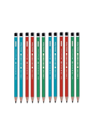 Faber-castell 12'li Mercanlı Kurşun Kalem 3 Renk X 4 Adet Çok Renkli