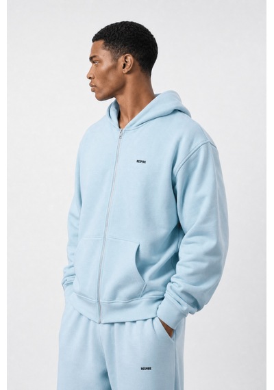 Erkek Respire Basic Oversize Zip Bebe Mavi