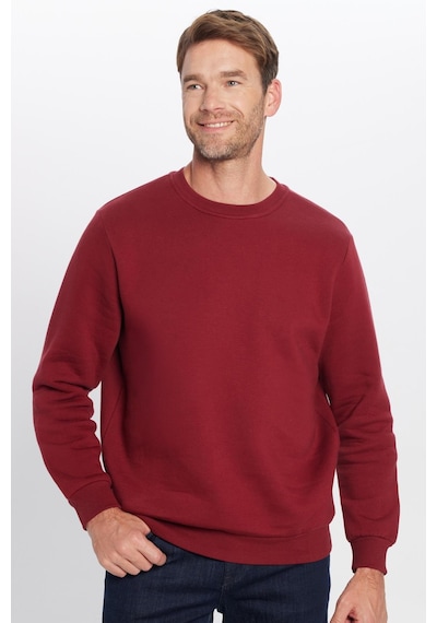 Tudors Unisex Oversize Geniş Kesim Pamuklu Yumuşak Dokulu İçi Polarlı Basic Bordo Bisiklet Yaka Sweatshirt-31983 Bordo