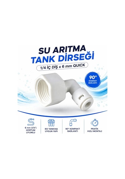 Ortimax Su Arıtma Tank Dirseği 1/4 6 Mm Quick Bağlantı Aparatı