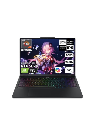 Lenovo Legion Pro 5 16ADR10 83LT0046TRHMF4 R9-8940HX 40 GB 1 TB SSD 8 GB RTX5070 16" Free Dos Dizüstü Bilgisayar