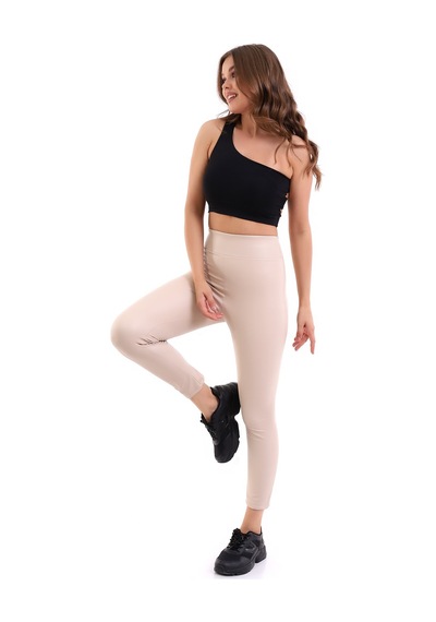 Winmoda34 Içi Kürklü Deri Tayt Ekru