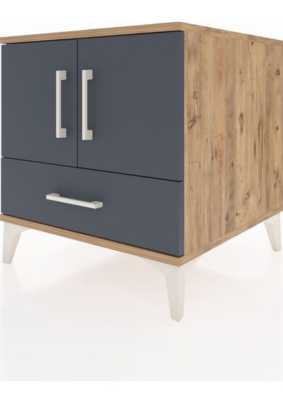 Kronos Komodin 2 Raflı Tek Çekmeceli 2 Kapaklı 60x59x64 Çam-a... Çam