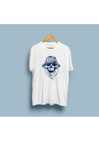 Oversize Salt Rock Kuru Kafa Tasarım Unisex T-shirt Beyaz