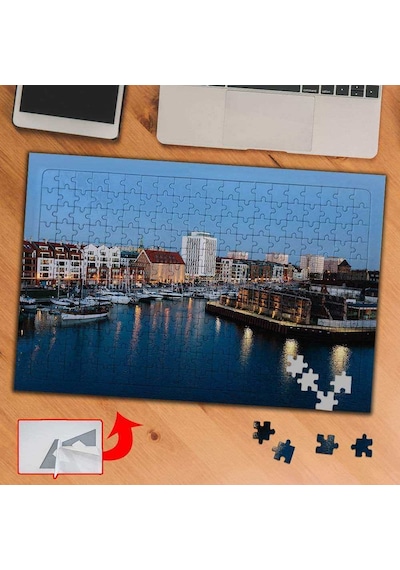 Şehirde Kıyı, İskele, Gemiler 240 Parça Puzzle Yapboz Tablo-a0979