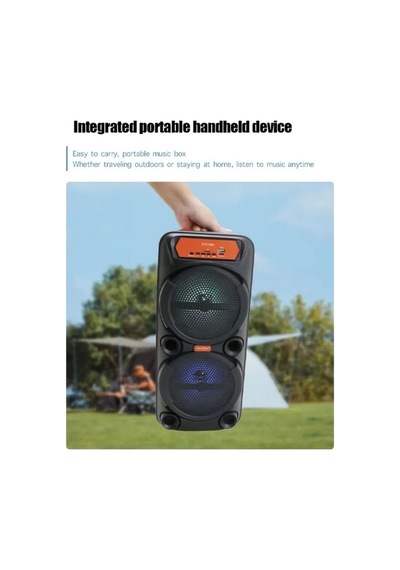 Kablosuz Mikrofonlu Büyük Boy Şarjlı Hoparlör Taşinabilir Bluetooth Speaker Siyah