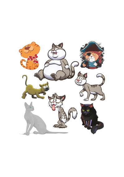 Kedi Sticker Set-1 8 Parça Telefon, Tablet, Defter, Laptop Sticker