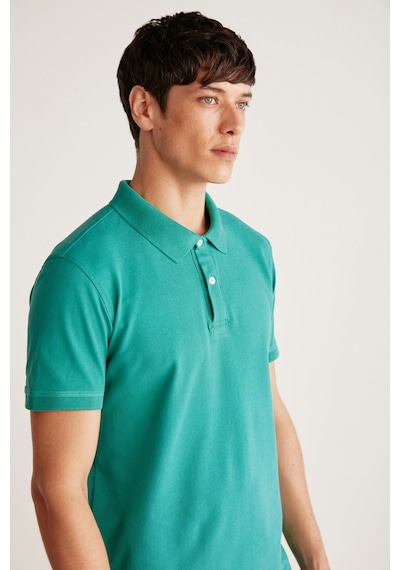Grimelange Chrıs Erkek Regular Kalıp %100 Pamuk Yeşil Polo Yaka T-shirt Yeşil