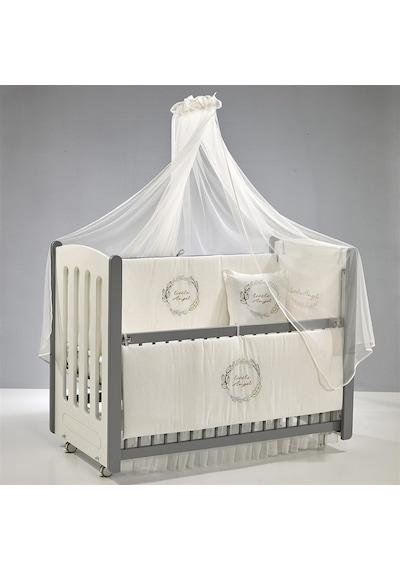 Meltem Kids Mia Anne Yanı Ahşap Sallanır Beşik 60 x 120 CM (Gri - Angel) Gri