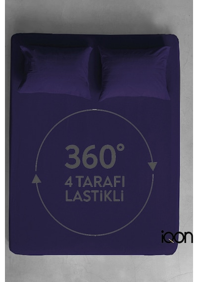 İqon Ranforce Dokuma Lastikli Çarşaf Takımı Çift Kişilik - 21 Renk Mor