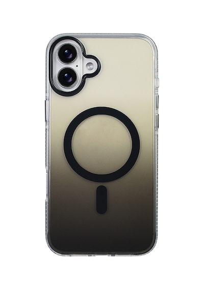 Techaks Apple Uyumlu iPhone 16 Plus Kılıf M-safe Şarj Özellikli Transparan Renk Geçişli Tchs Toros Kapak - Siyah Siyah