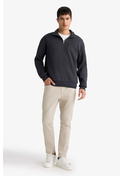 Defacto Regular Fit Dik Yaka Yarım Fermuarlı Basic Düz Sweatshirt X7405az25auar214 Antrasit