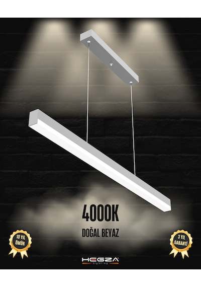 Magro 100cm Gri Kasa, Doğal Beyaz Işık Modern Sarkıt Led Avize GRİ RENK