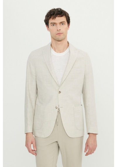 AC&Co / Altınyıldız Classics Erkek Bej Keten Slim Fit Dar Kesim Kırlangıç Yaka Torba Cepli Çizgili Blazer Ceket Bej AC&Co / Altınyıldız Classics Erkek Bej Keten Slim Fit Dar Kesim Kırlangıç Yaka Torba Cepli Çizgili Blazer Ceket Bej