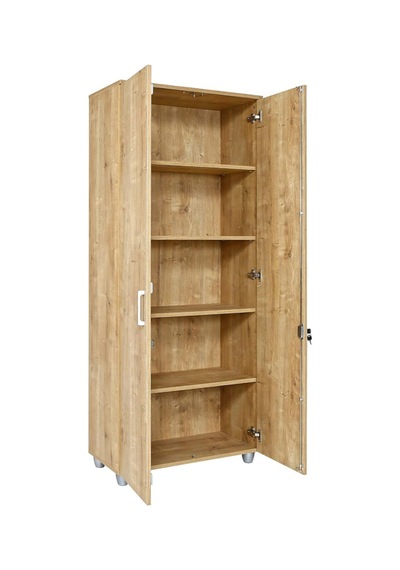 Kilitli Ve Bölmeli Çok Amaçlı Dolap, Ofis Ve Ev İçin Kilitlenebilir Ahşap Dolap, 190x80x40cm Safir Meşe Kilitli Ve Bölmeli Çok Amaçlı Dolap, Ofis Ve Ev İçin Kilitlenebilir Ahşap Dolap, 190x80x40cm Safir Meşe