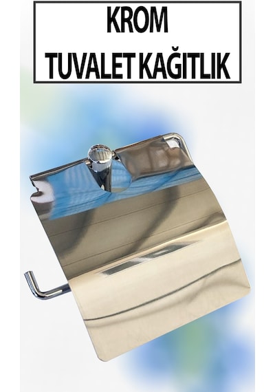 Krom Kısa Kapaklı Tuvalet Kağıtlığı Wc Kağıtlık Tuvalet Kağıdı Askısı Krom