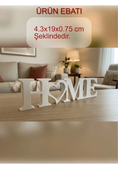 3dprototürk Home Yazılı Dekoratif Biblo Ve Masaüstü Dekor Beyaz Plastik 19 Cm