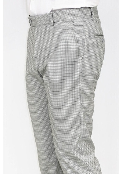 Wessi Slim Fit Kareli Kumaş Gri Erkek Pantolon Gri