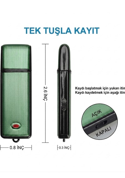 Usb Ses Kayıt Cihazı 16gb Tek Tuş Kayıt
