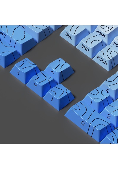 Mekanik Klavye Pbt Çift Baskı Keycap Seti Çizgi Desenli 137 Tuşlu Mavi -beyaz Tuş Takımı